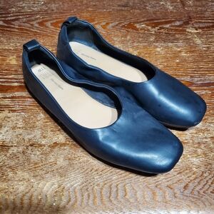 Time and Tru Black Leather Flats